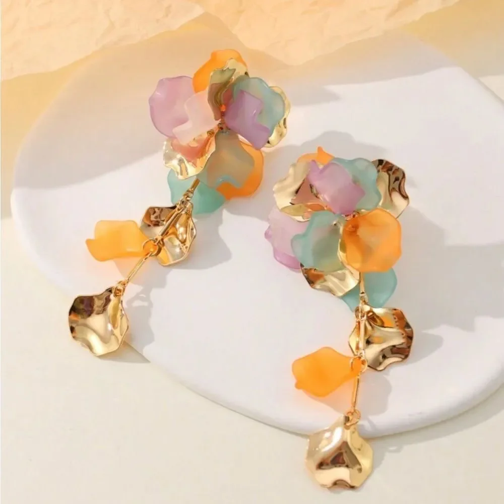 Multicolor Floral Drop Earrings N1018